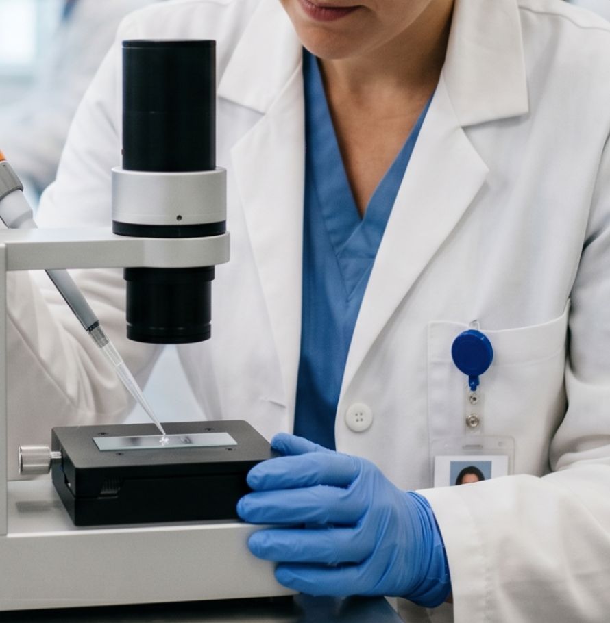 Researcher at the bench